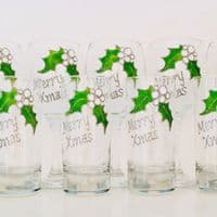 Holly & Berries Christmas Glasses